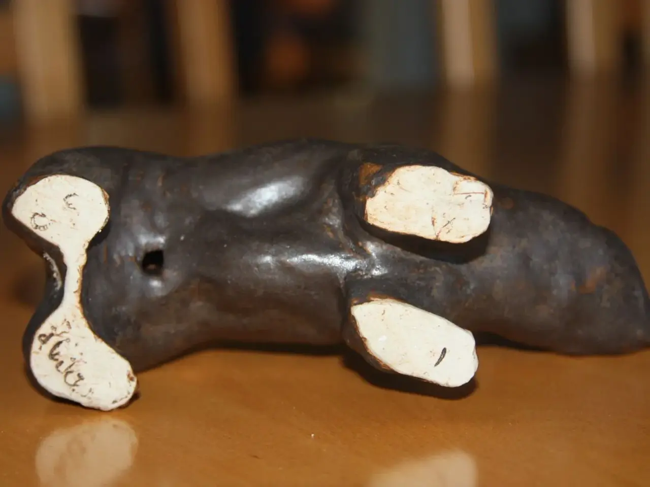 Billede 6 - Keramisk bjørn figur L.: 17 cm H.: 9 cm