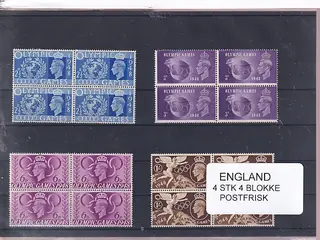 England - OL. 1948 - 4 Stk. 4 Blokke - Postfrisk