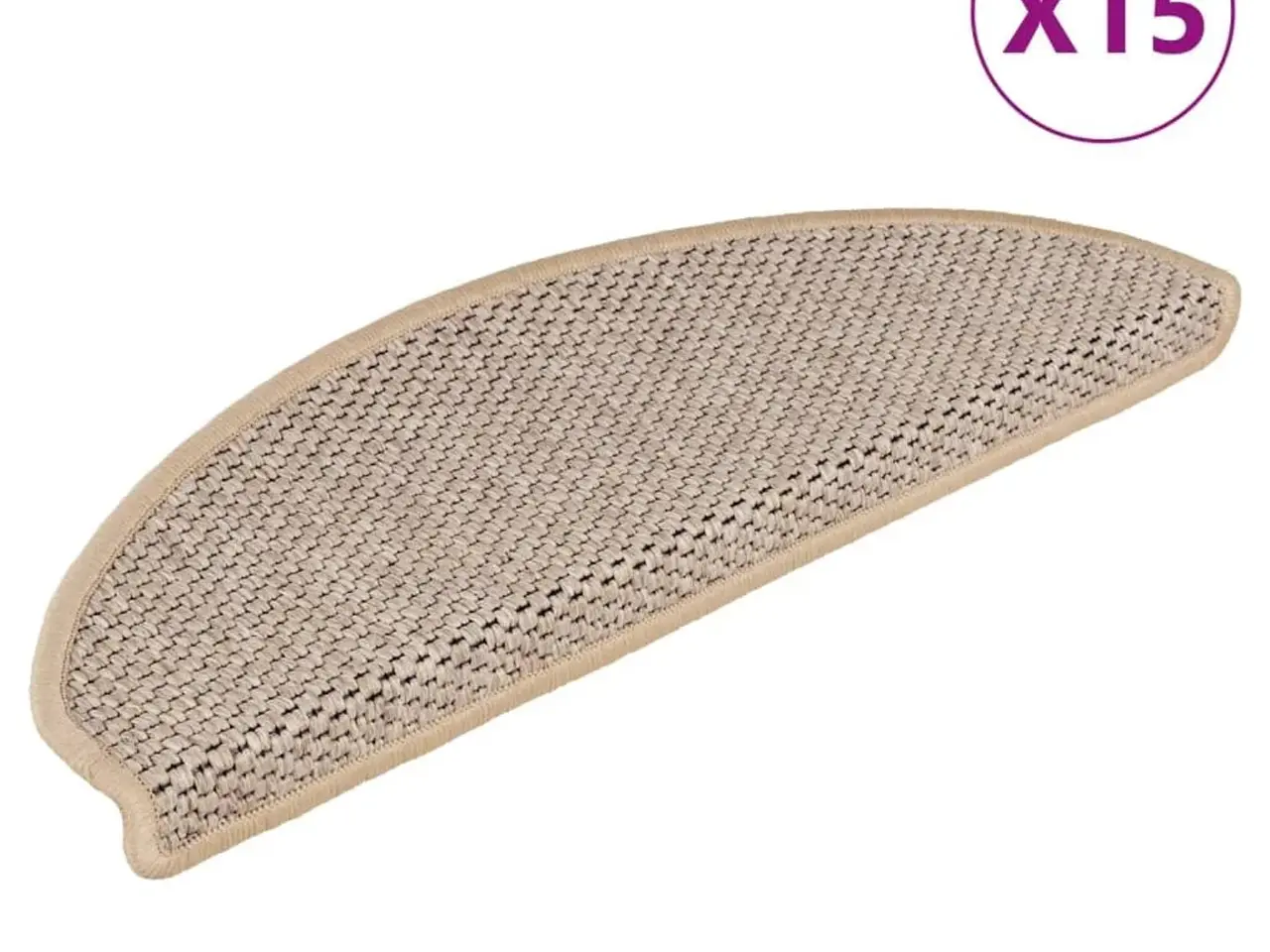 Billede 2 - Selvklæbende trappemåtter i sisal-look - 15 stk., lys beige, 65×21×4 cm
