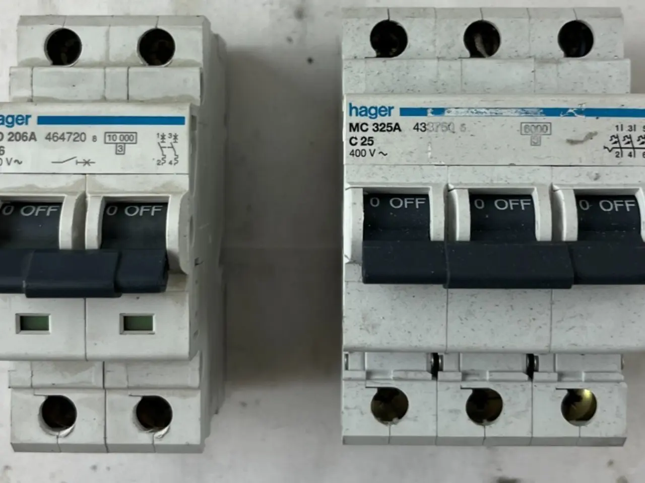 Billede 1 - Hager ND206A D6 2P & MC325A C25 3P automatsikring