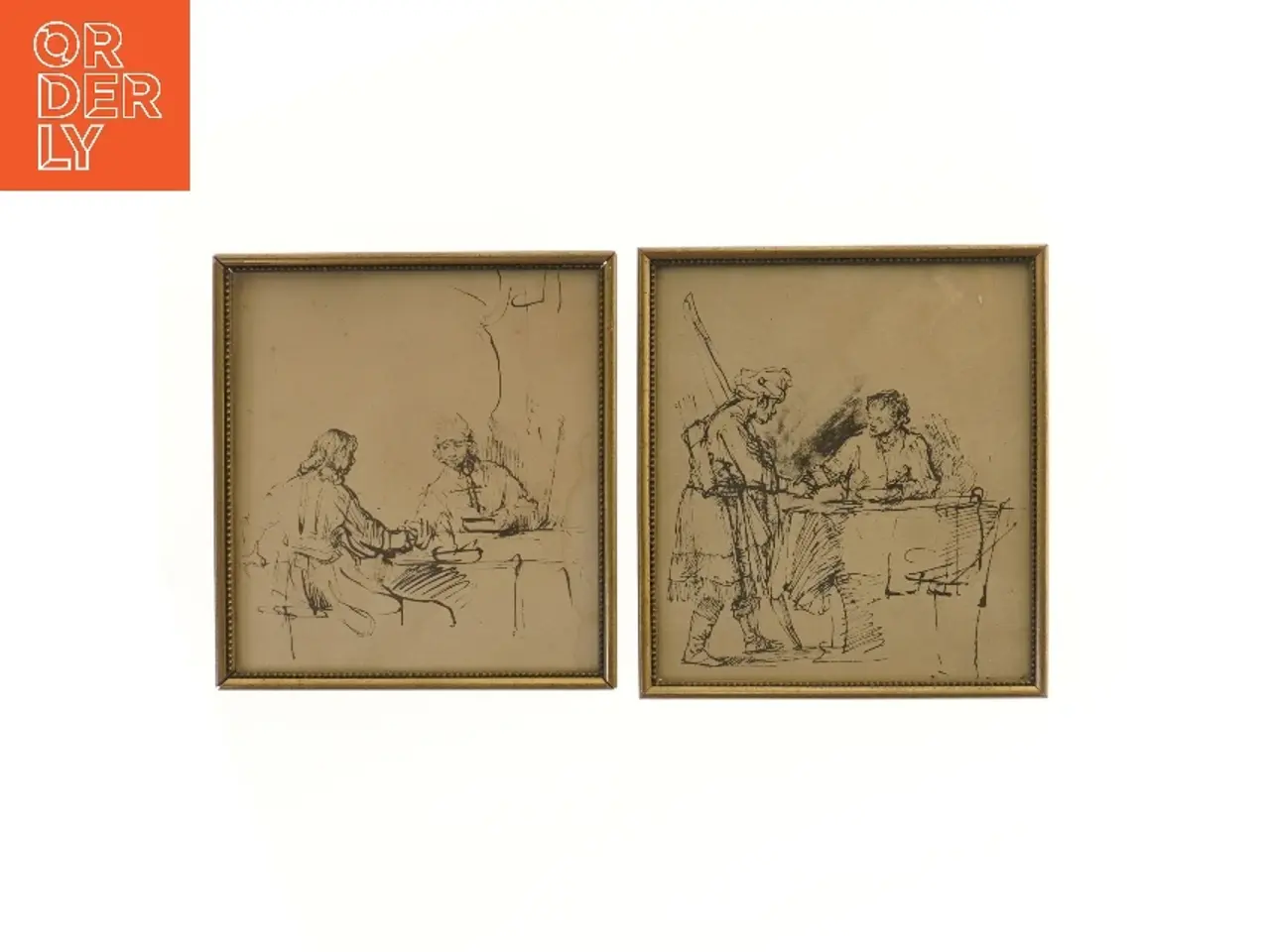 Billede 1 - To indrammede skitser (str. 8,5x20,5 cm)