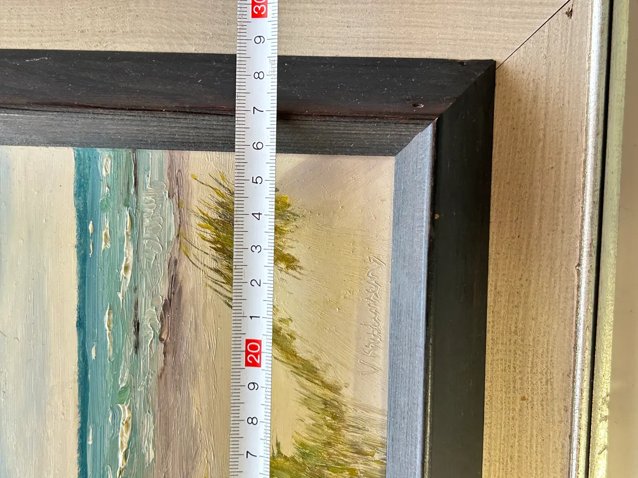 Billede 4 - Skønt retro maleri – strand og klitter (26x22 cm)