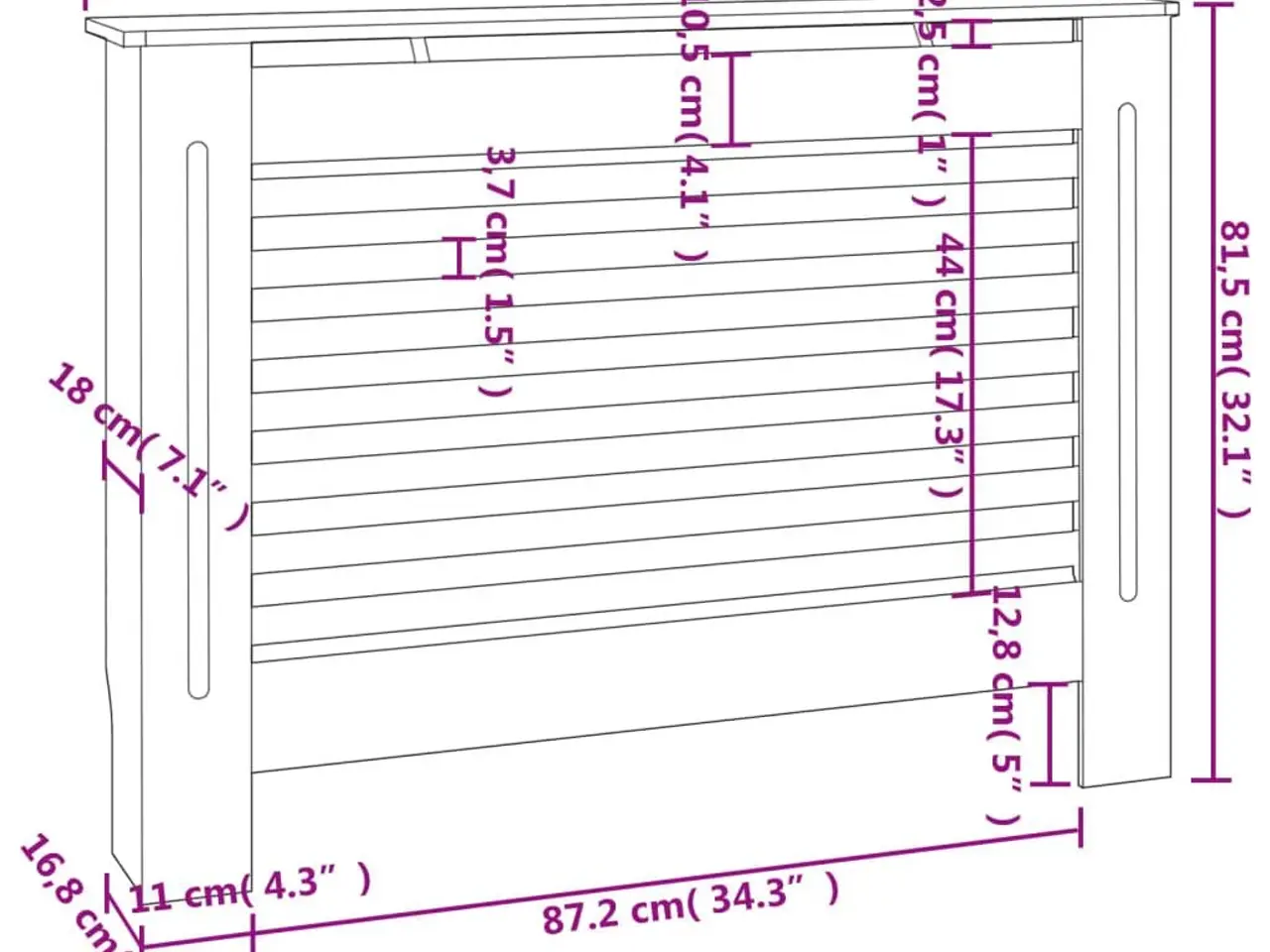Billede 8 - Radiatorskjuler MDF 112 x 19 x 81,5 cm hvid