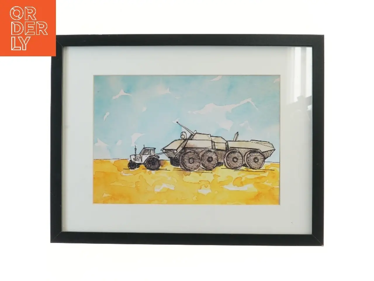 Billede 1 - Indrammet billede med køretøjer fra IKEA (str. 42,5x32,5 cm)