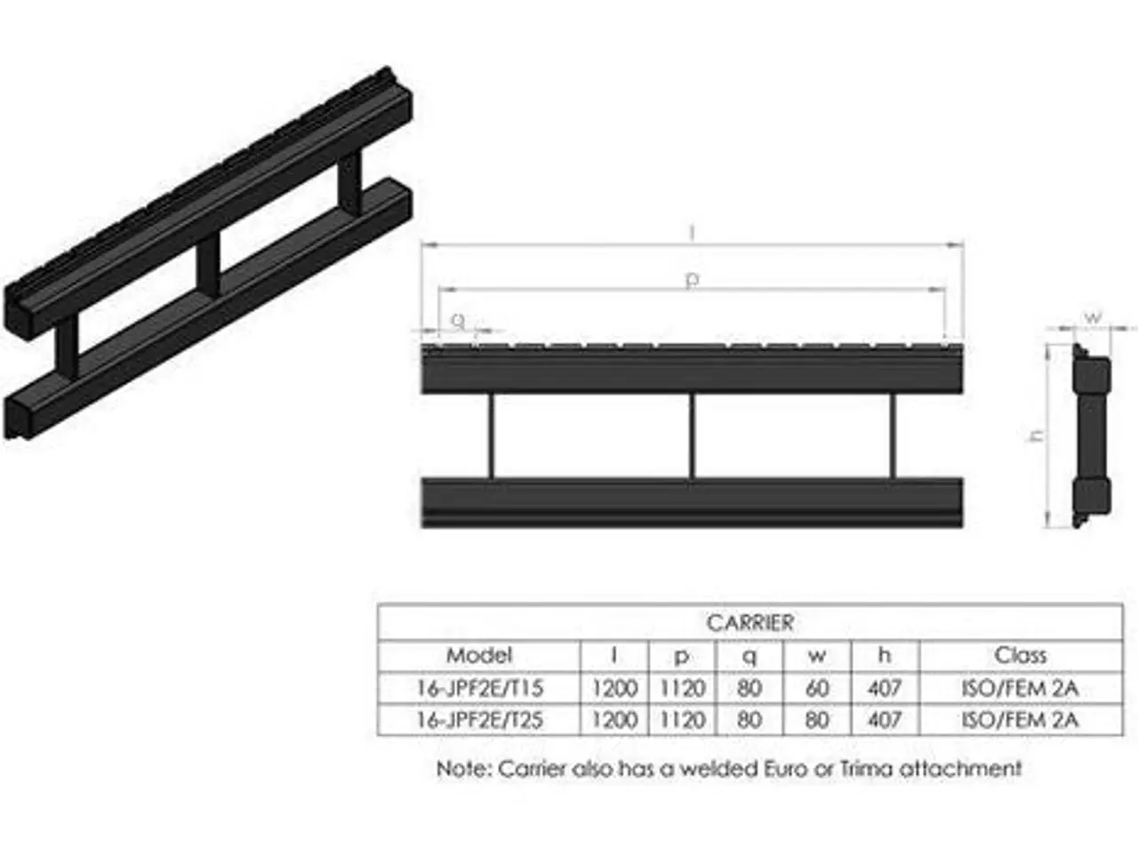 Billede 3 - Pallegafler 1,5ton m. Euro beslag