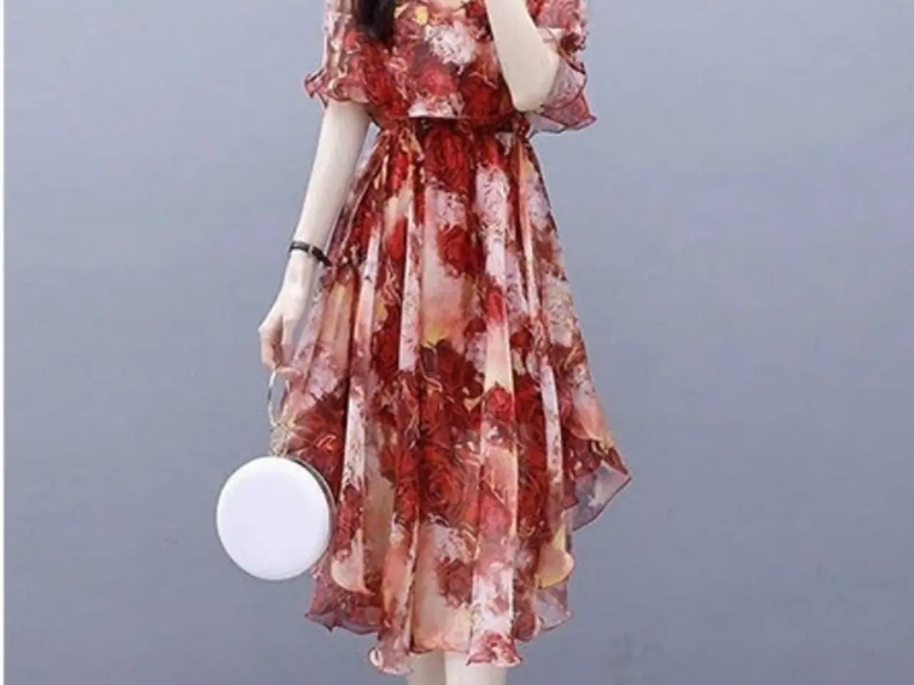 Billede 1 - kjole med rose print / Størrelse :M