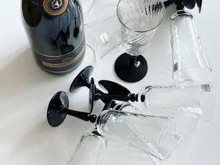 Luminarc, champagne på sort fod m swirl, 10 stk samlet