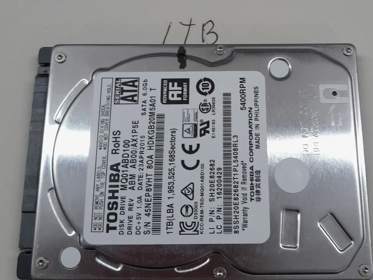Billede 1 - 2½" 1000gb Toshiba mekanisk harddisk