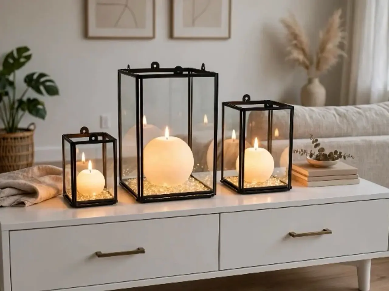 Billede 1 - Glas Lanterner med Dekorations Glassten
