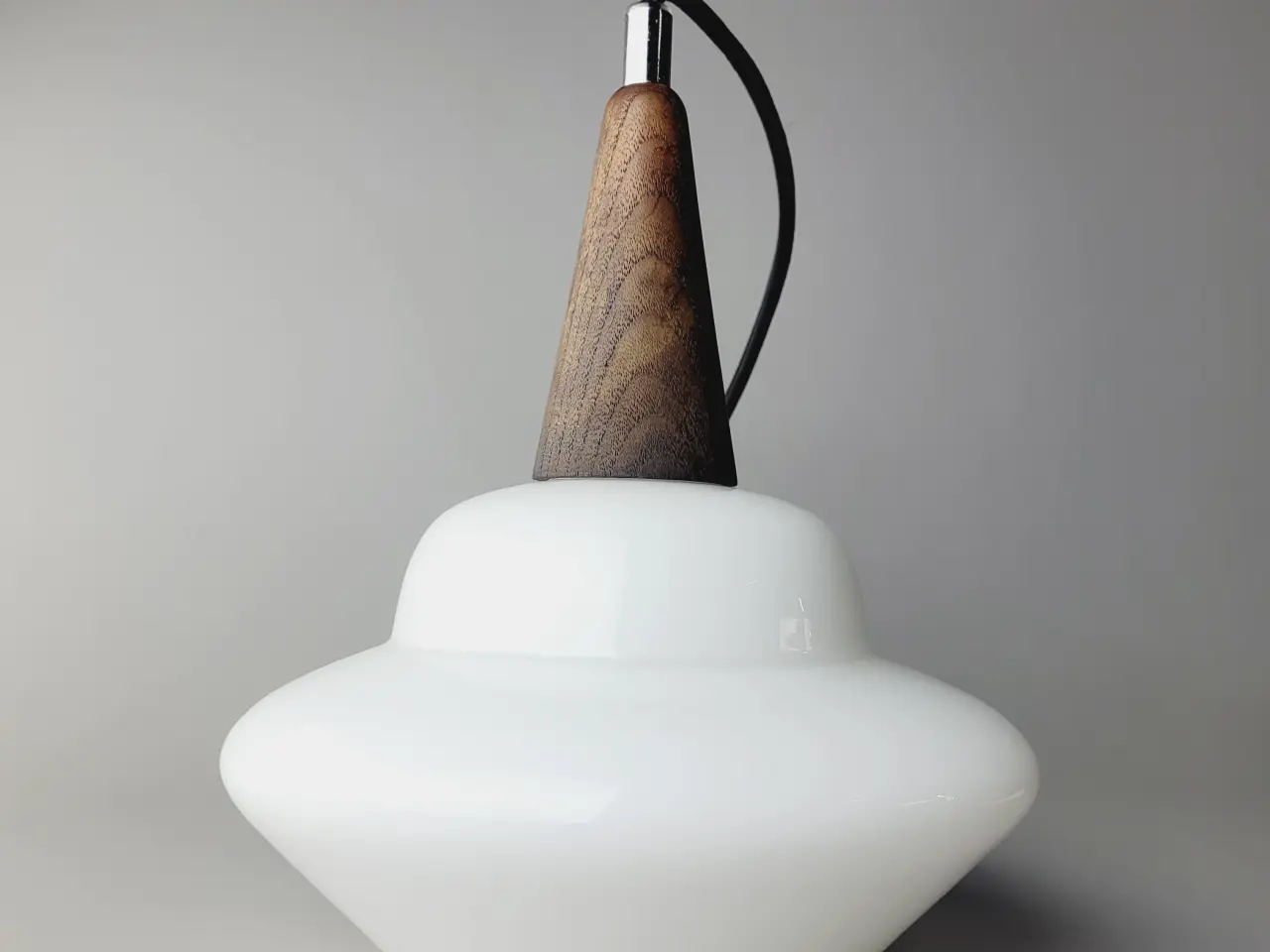 Billede 6 - ⭐️· 💡 Flot Vintage Pendel i Opalglas og Teaktræ