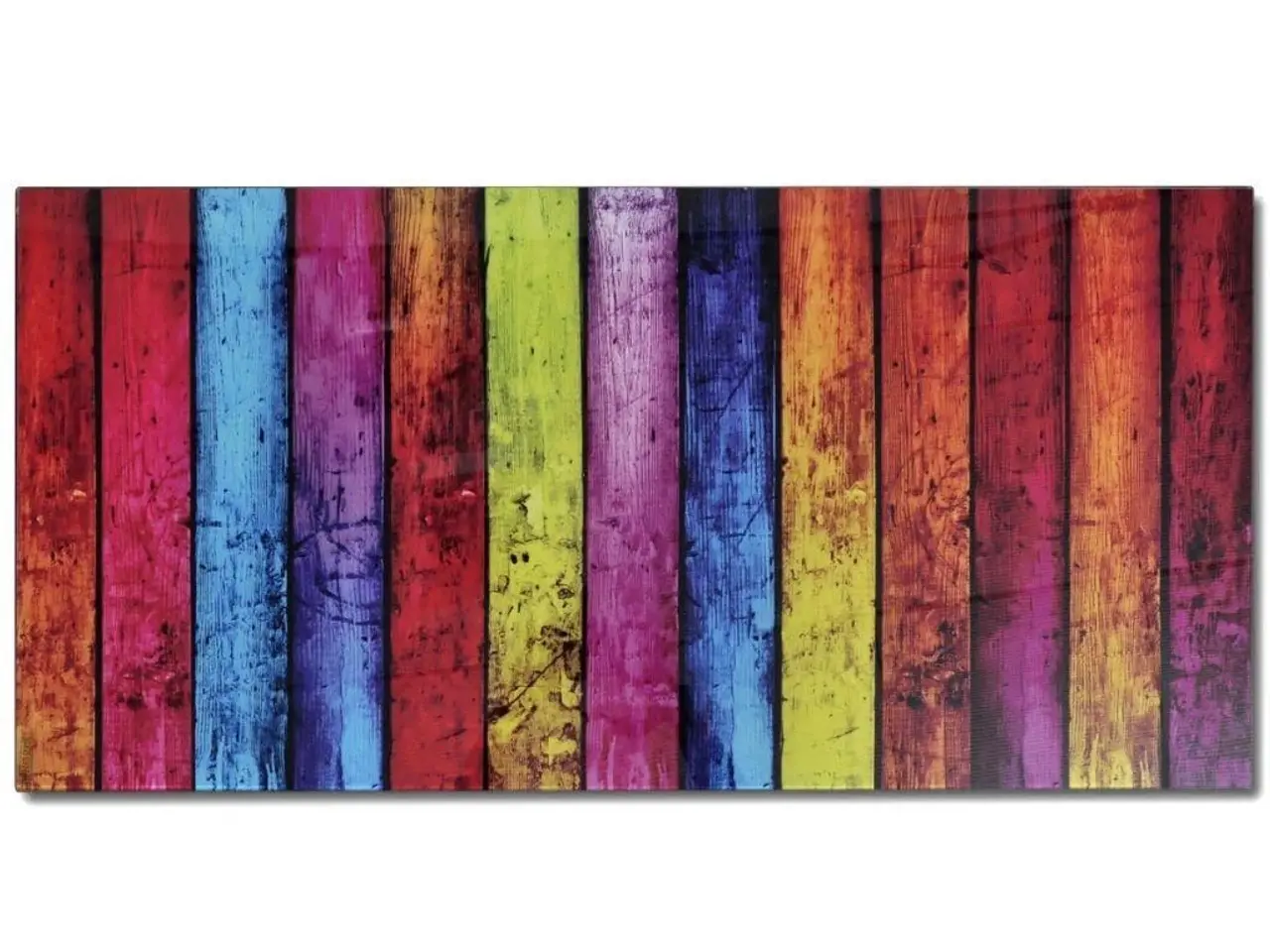 Billede 6 - Sofabord med regnbueprint - glasbordplade og sort stel, 90 × 45 cm