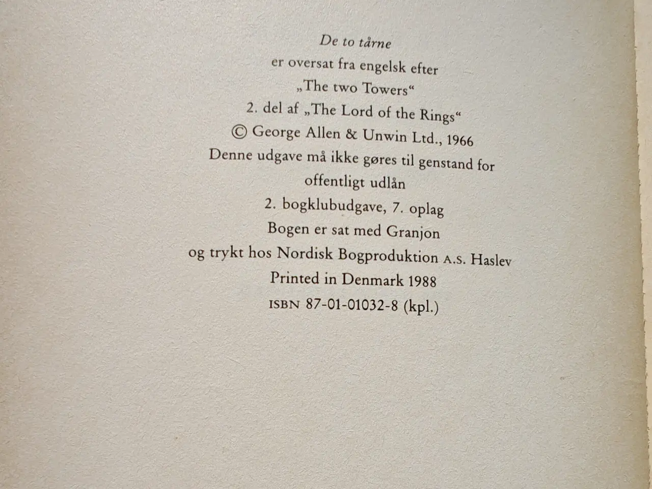 Billede 2 - Ringenes Herre 2 De To Tårne af Tolkien 1988