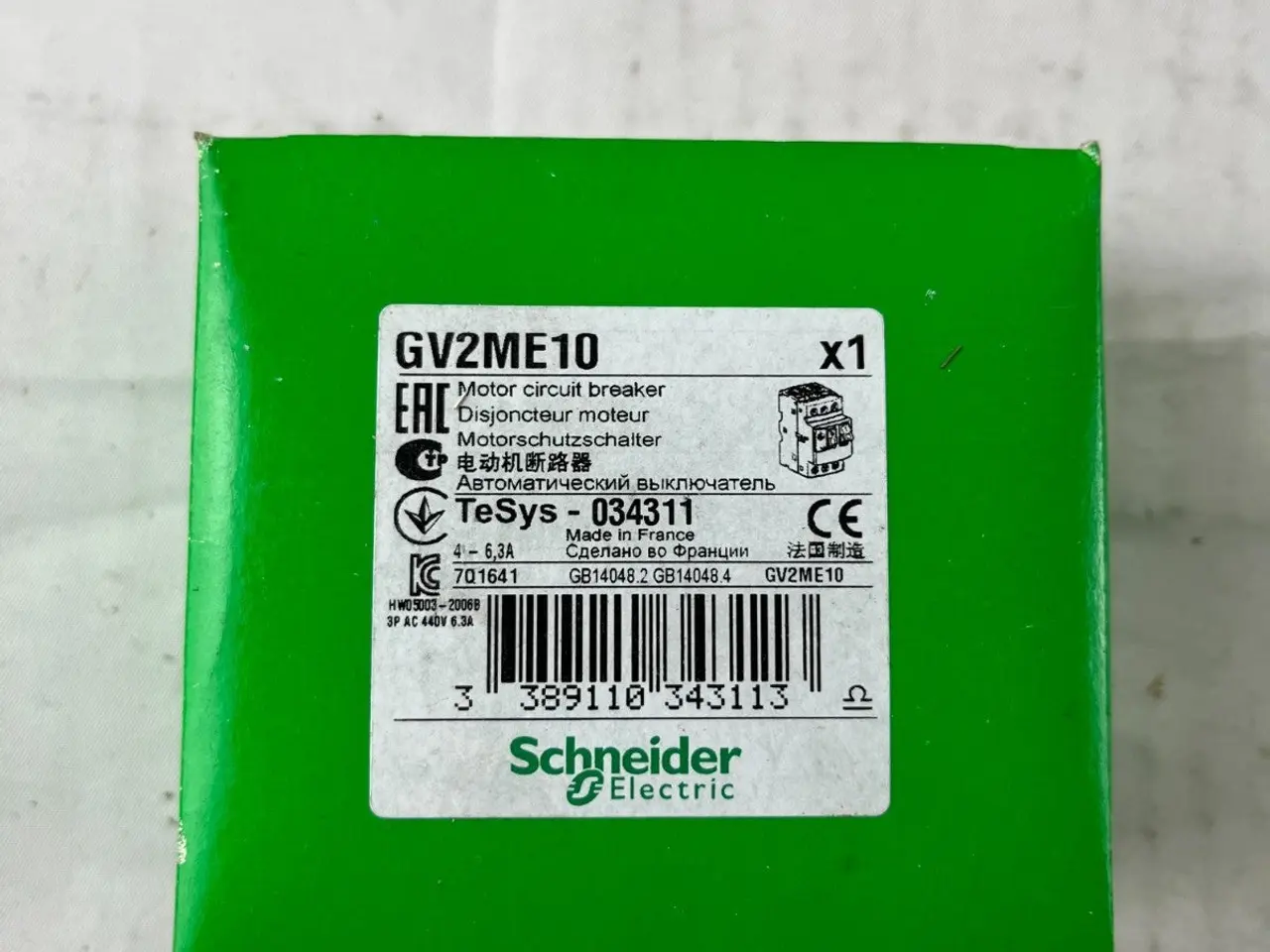 Billede 3 - Schneider Electric GV2ME10 TeSys GV2 Motor 4–6.3A