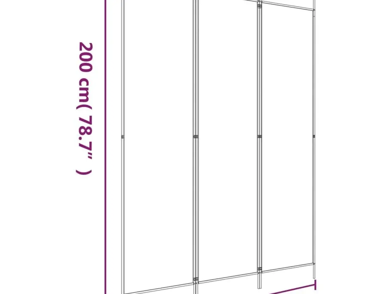 Billede 8 - Rumdeler med 3 paneler 150 x 200 cm - hvid