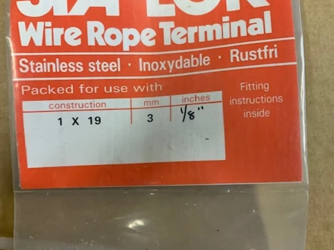 Billede 1 - Sta-Lok øjeterminal 1x19, 3 mm, 1/8 tommer,rustfri