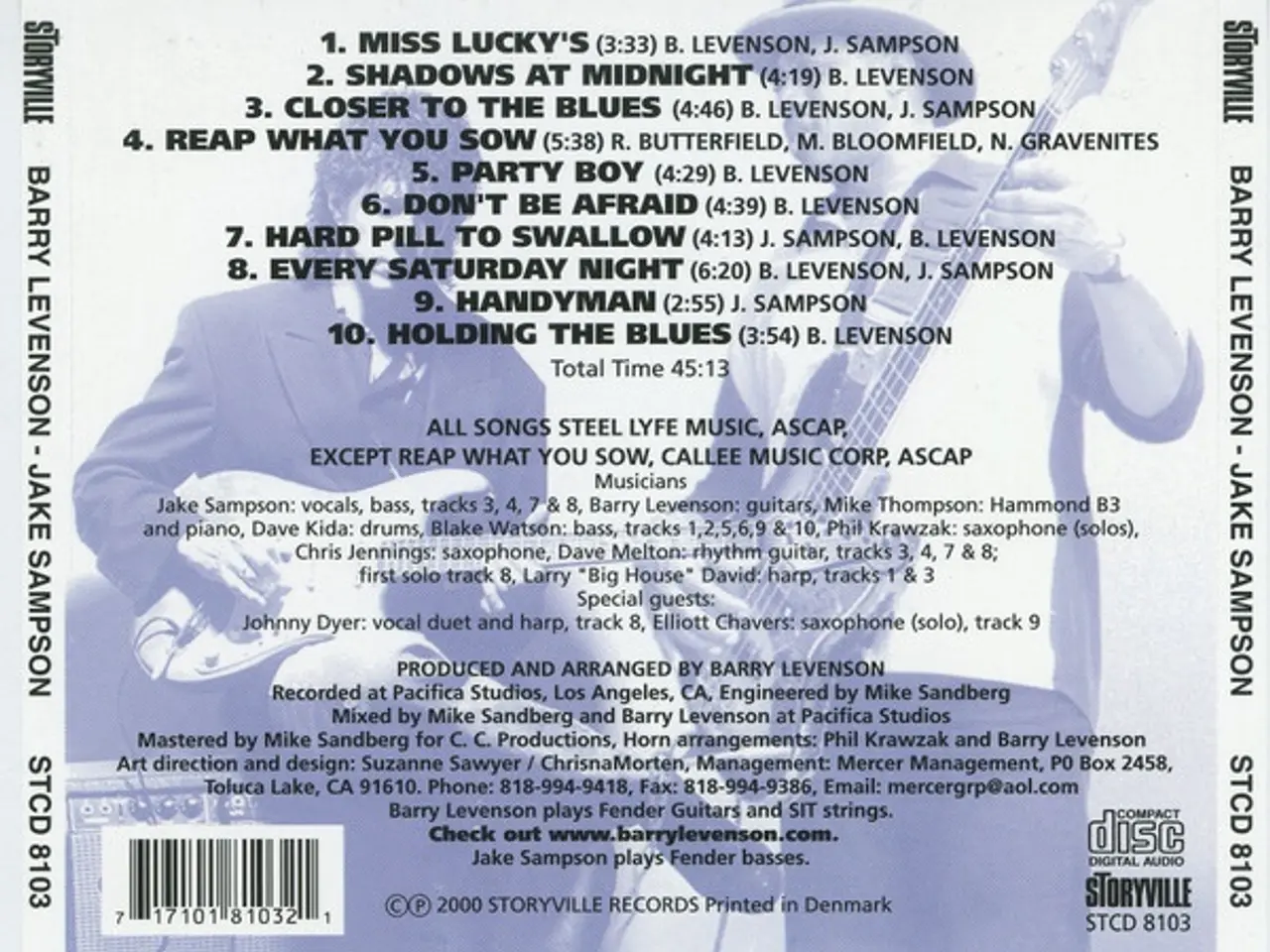 Billede 2 - Barry Levenson - Jake… – Closer To The Blues – CD