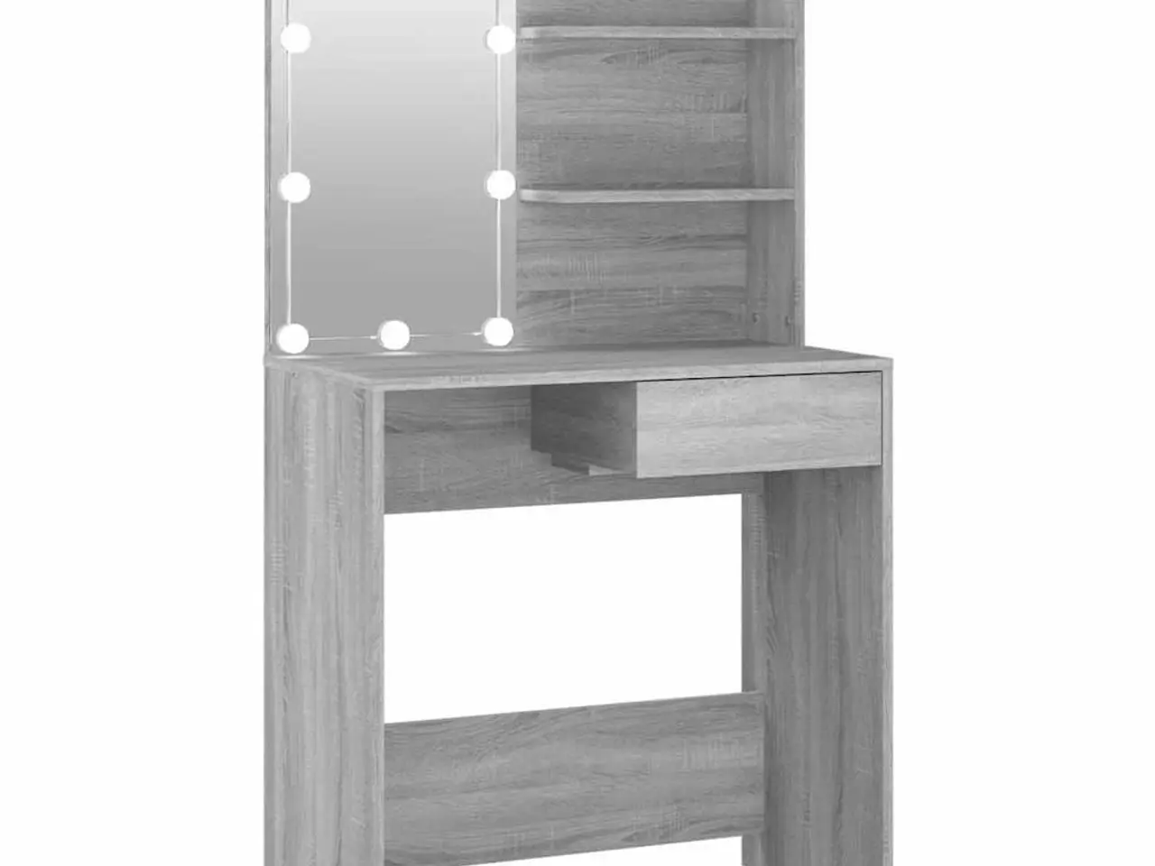 Billede 2 - Makeupbord med LED-lys 74,5×40×141 cm - grå sonoma-eg