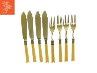 Vintage sølvtøj fiske bestiksæt (str. 18 cm og 20 cm)