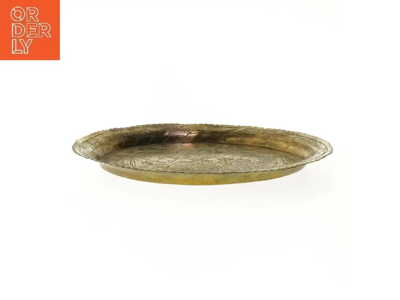Billede 2 - Messingfad med indgraveret mønster (str. Ø 23 cm)