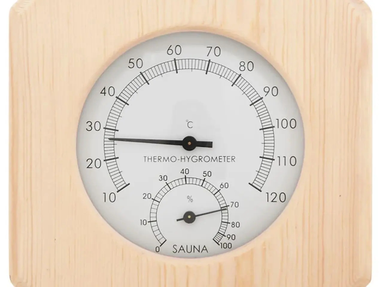 Billede 3 - Saunasæt med hygrometer og timeglas i massivt fyrretræ