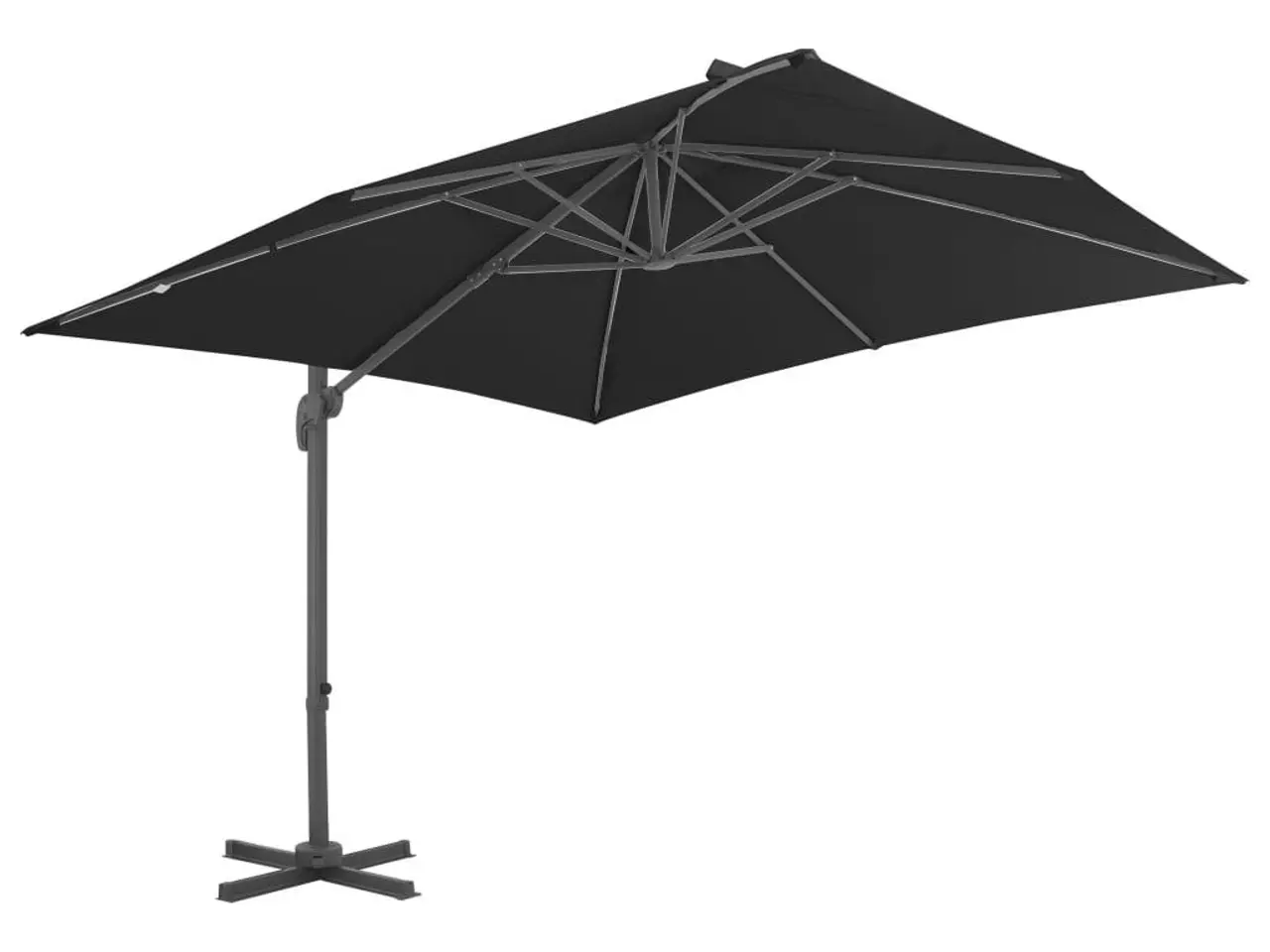Billede 3 - Hængeparasol 3 × 3 m med aluminiumsstang - sort