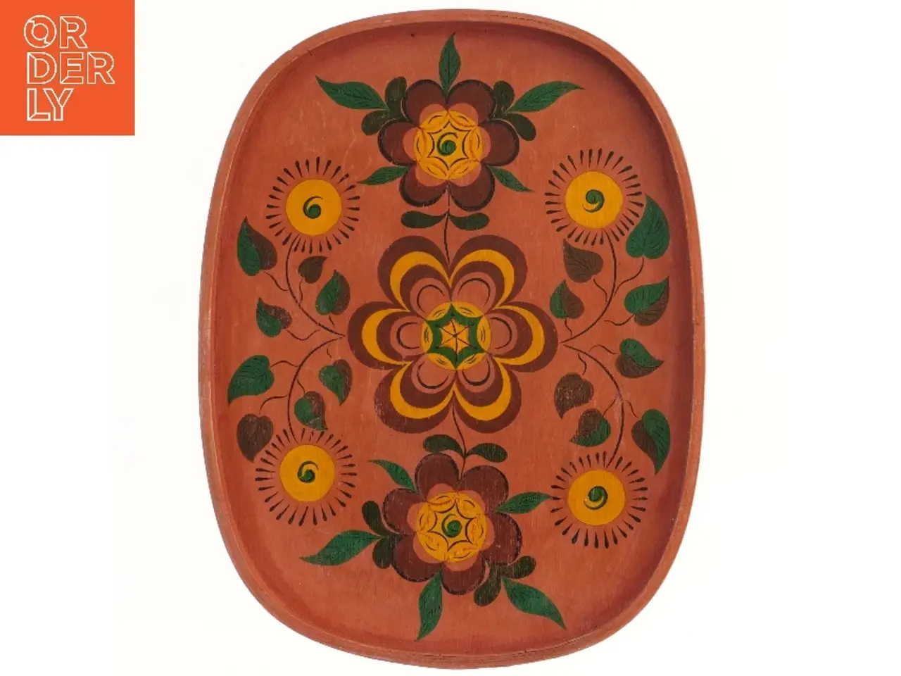 Billede 1 - Vintage russisk bakke med blomster (str. 41x32 cm)