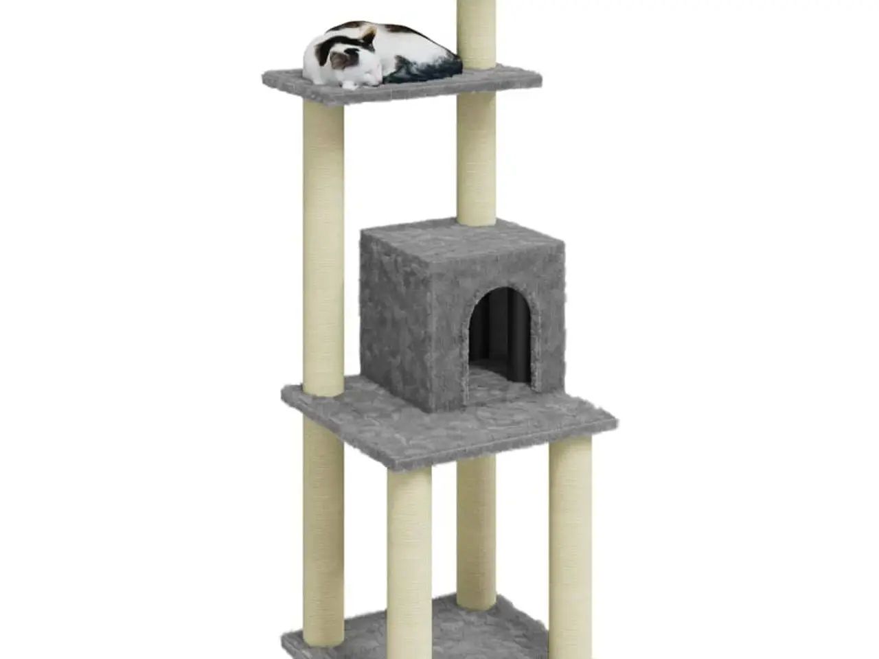 Billede 3 - Kradsetræ med sisal-kradsestolper 105 cm - lysegrå