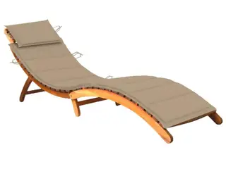 Liggestol med hynde i massivt akacietræ - beige
