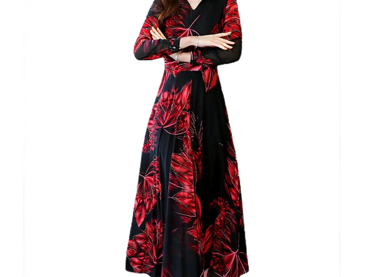 Billede 2 - kjole med blomstret print./ Str: Large-XL-2XL-3XL