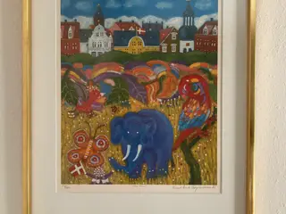 Ernst Emil Færgemann farvelitografi 1985