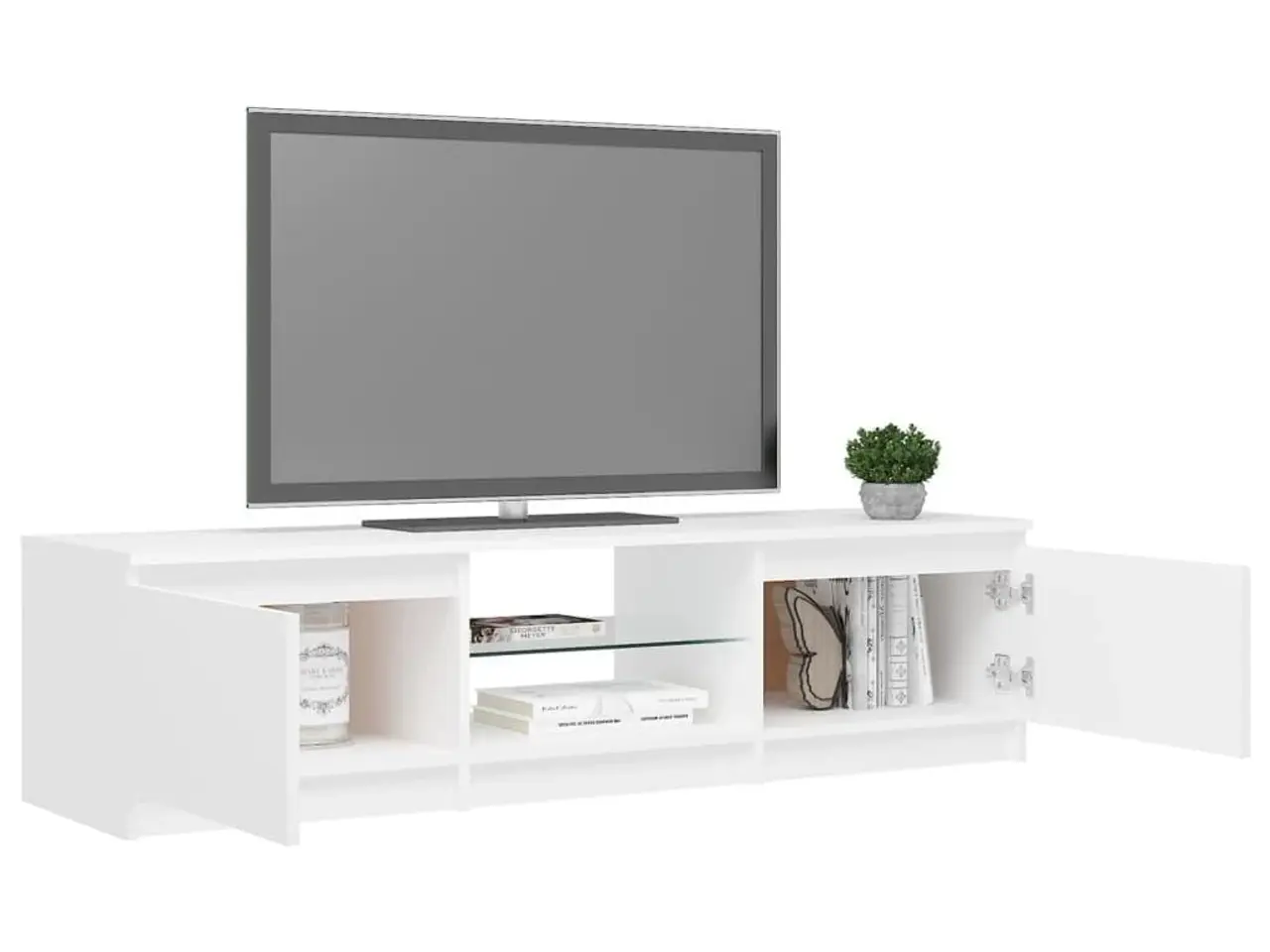 Billede 3 - Tv-skab med LED-lys 140x40x36 cm hvid