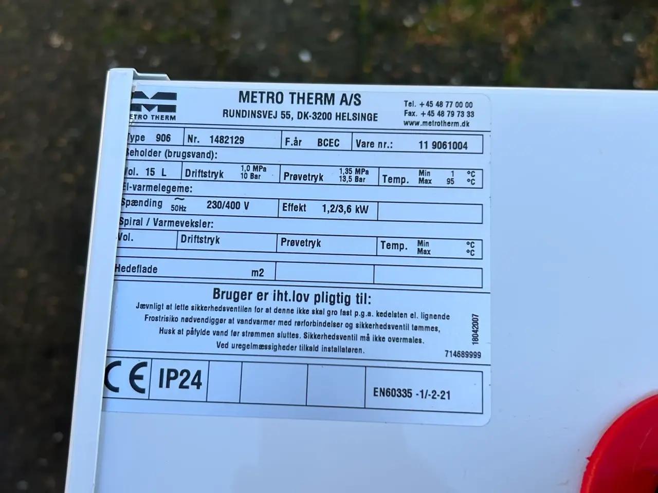 Billede 3 - Vandvarmer metro 15 L