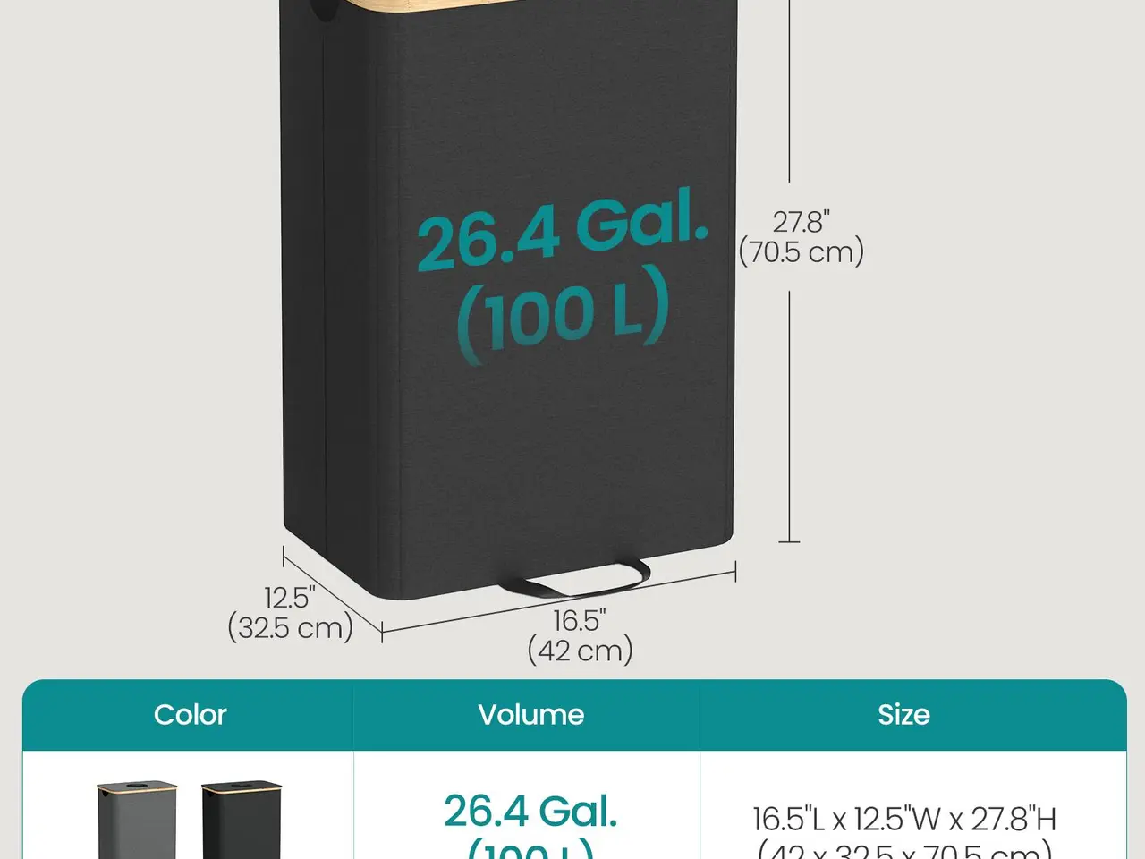 Billede 7 - Kildesorteringsspand til flasker 95 l - Ink Black/Natural Beige