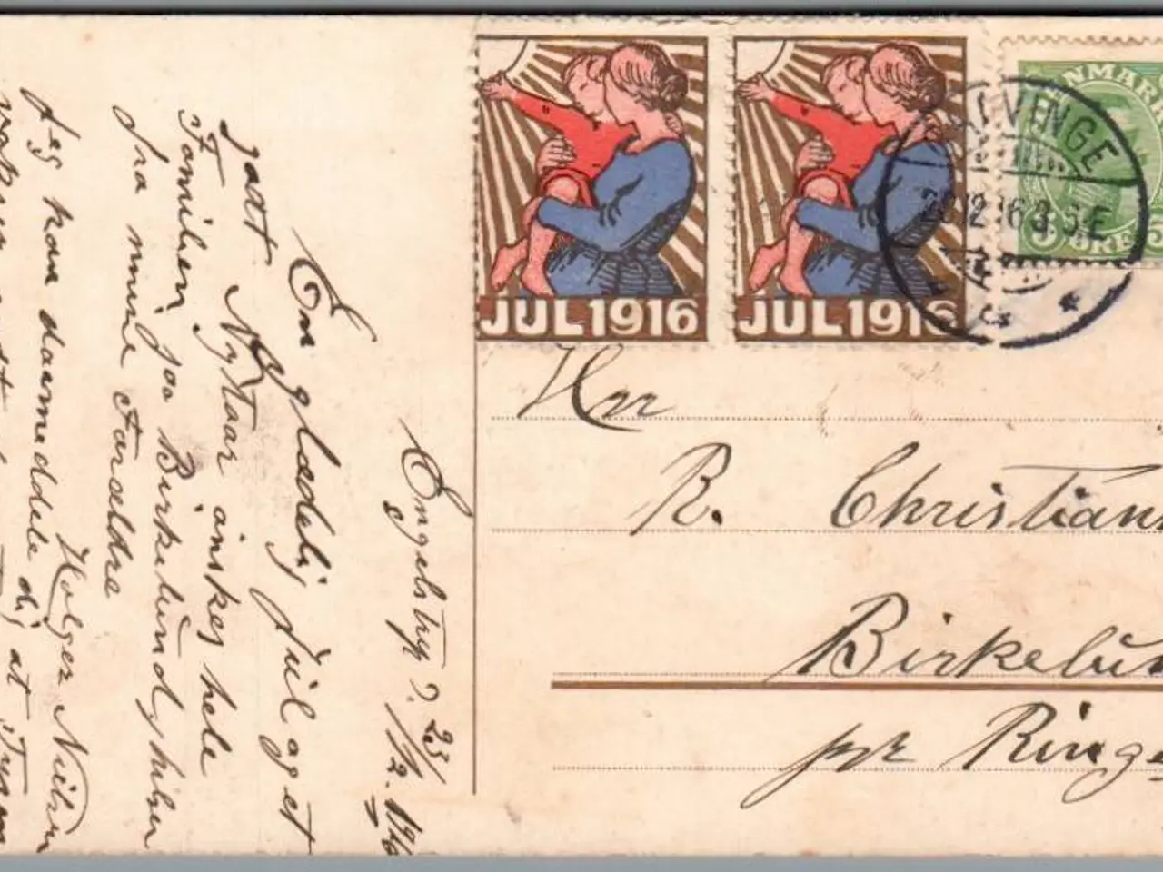 Billede 1 - Julemærke 1916 på Postkort