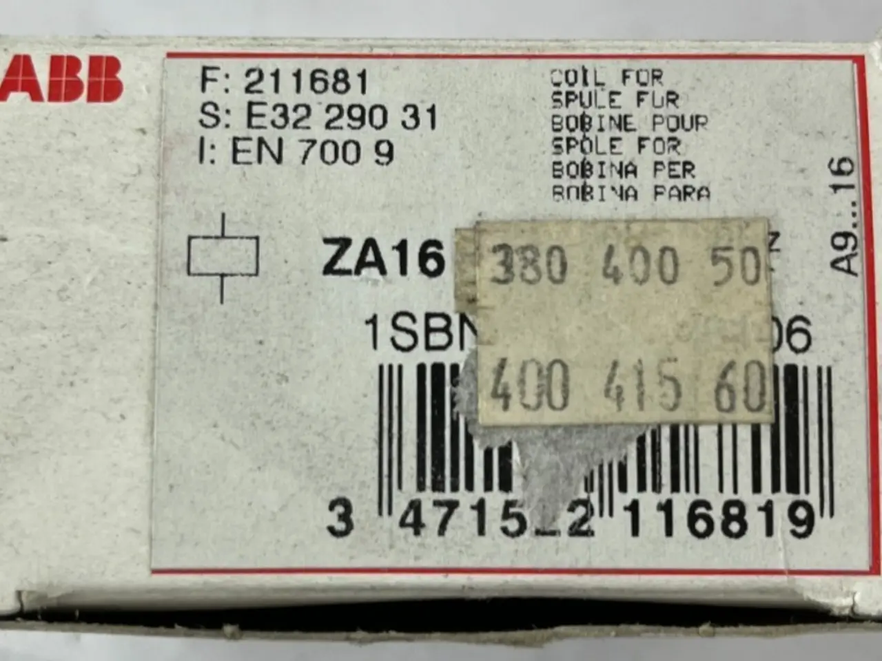 Billede 1 - ABB ZA16-81 kontaktor Coil 380–400 V 50 Hz / V