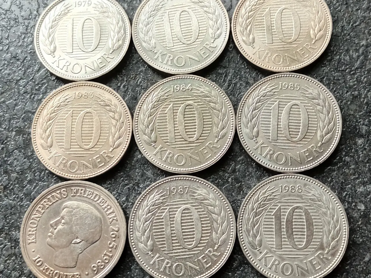 Billede 2 - 10 kr 1979 til 1988 komplet sæt.