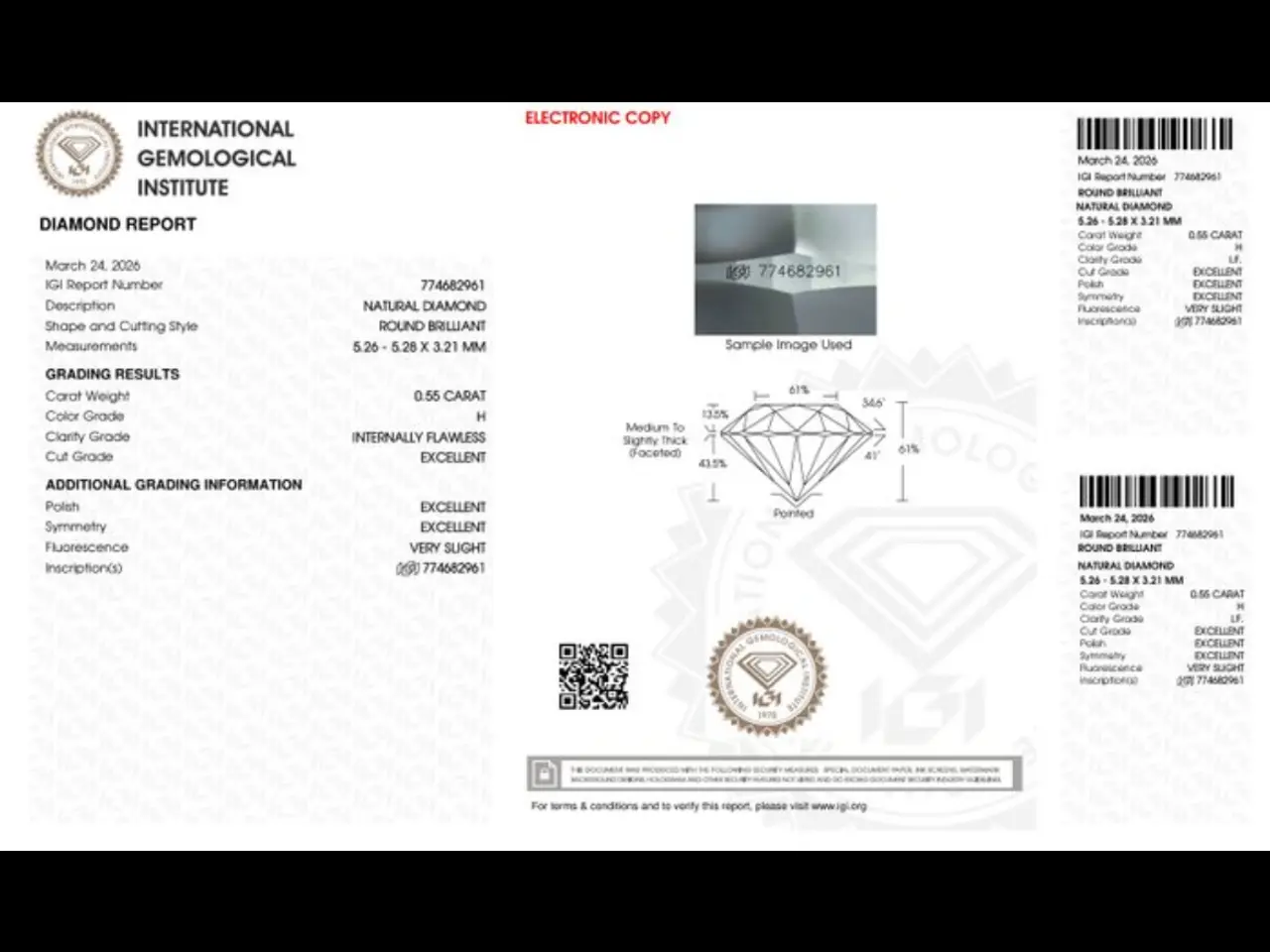 Billede 4 - To naturlige diamanter IGI-Certifikat.