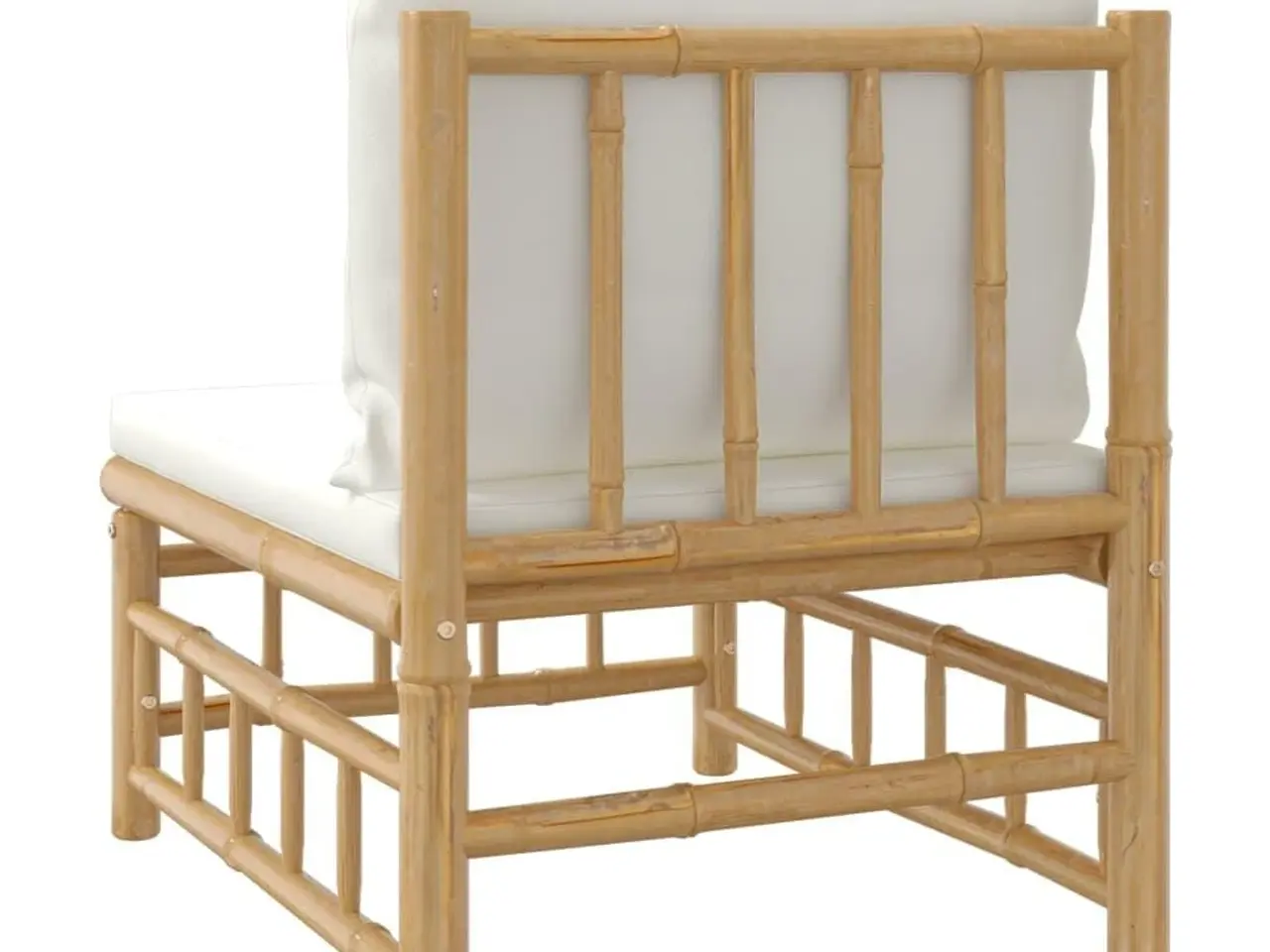 Billede 5 - Midtermodul til havesofa i bambus med cremehvide hynder