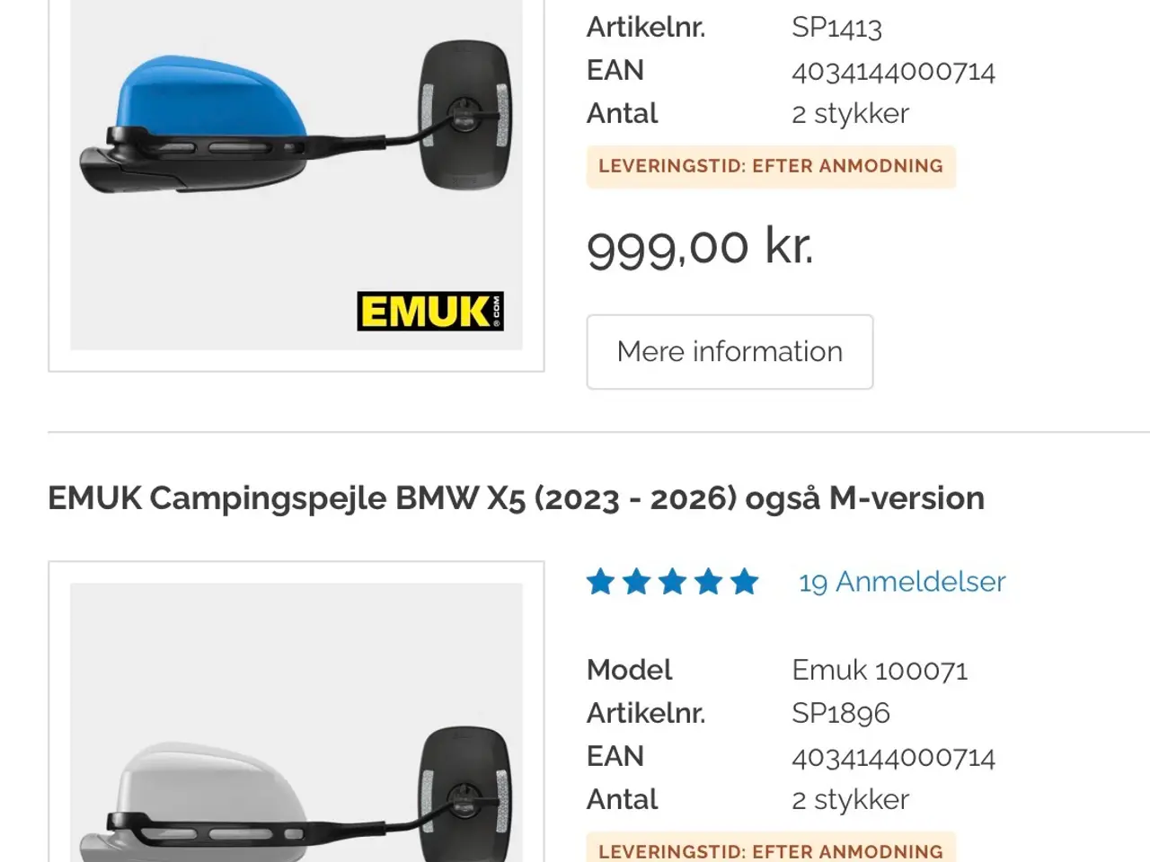 Billede 4 - EMUK prof. spejle til BMW X5