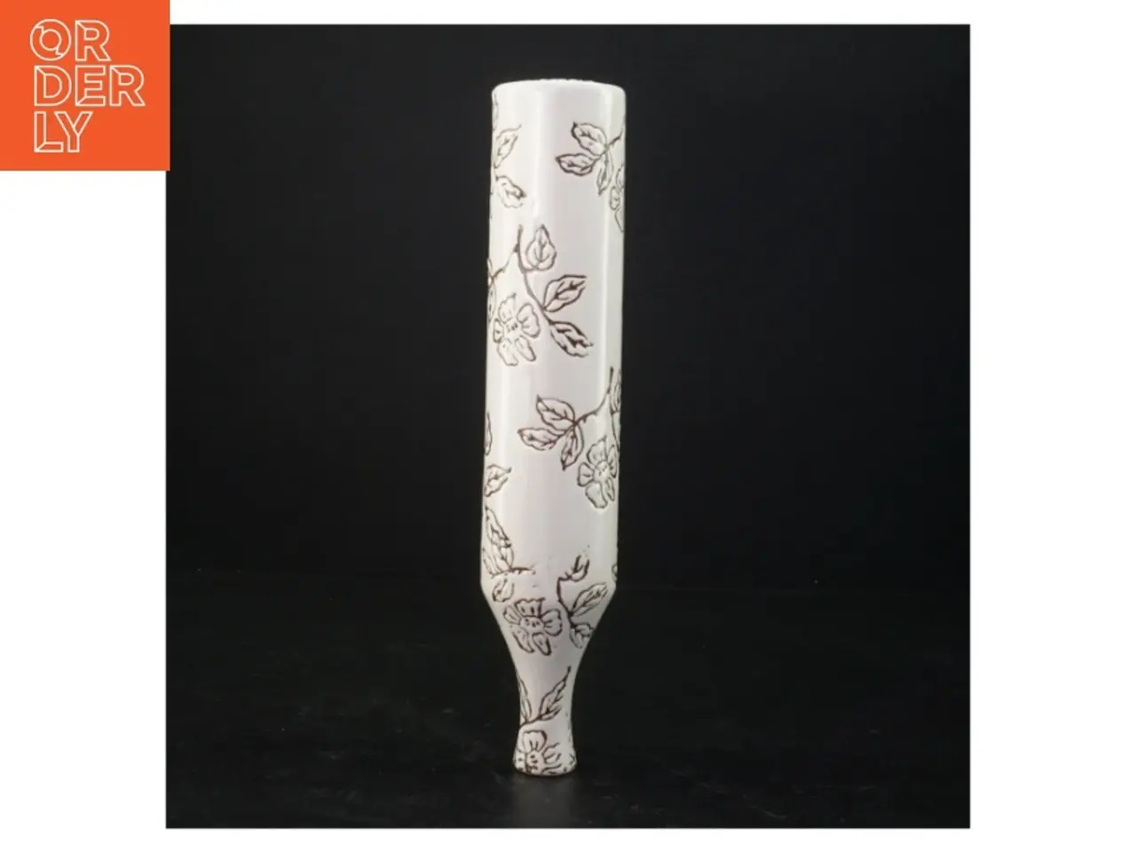 Billede 4 - Dekorativ keramik vase med blomstermotiv (str. 28 x 5 ,5 cm)
