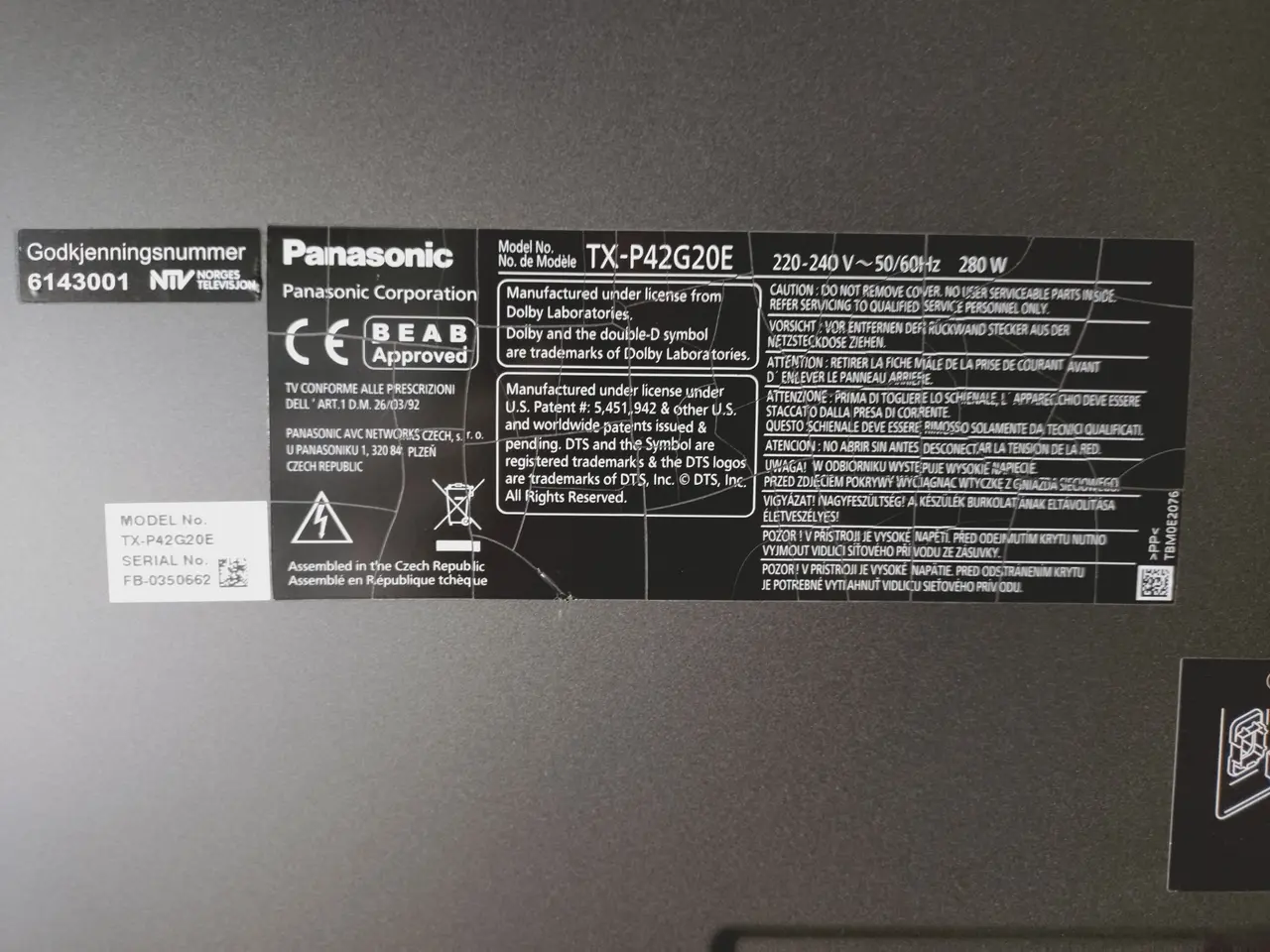 Billede 5 - 42" plasma TV fra Panasonic model TX-P42G20E