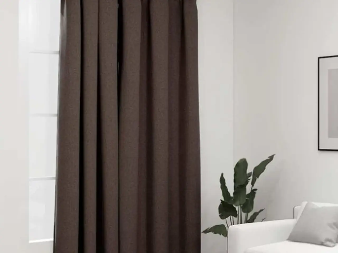 Billede 2 - Mørklægningsgardin med kroge hør-look 290x245 cm