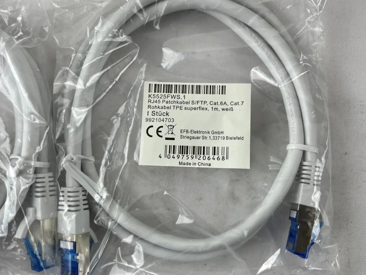 Billede 5 - 4x EFB K5525FWS Cat.6A S/FTP Patch kabel 1.5m 10