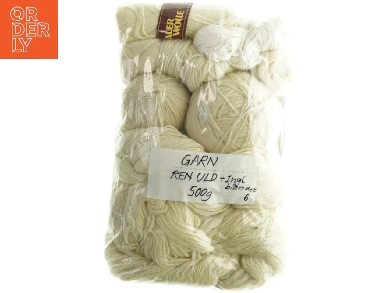 Billede 1 - Garn i ren uld (et ngl blandet), råhvid (500 gram)