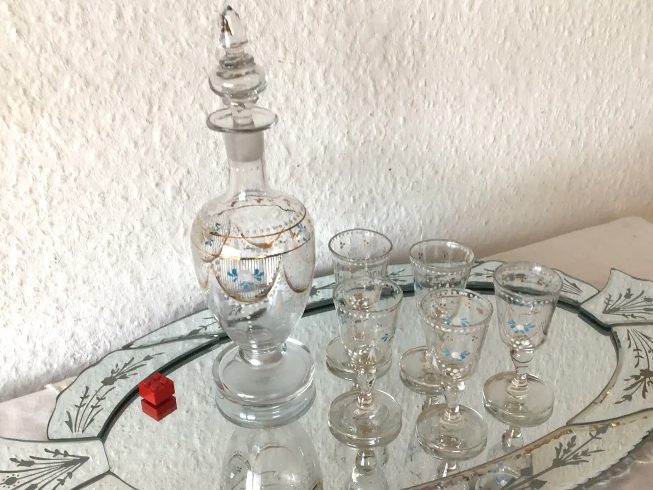 Billede 2 - Antik glas Karaffel med små glas