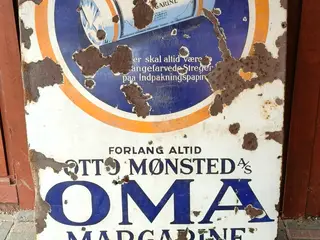 super fedt stort emajleskilt med god patina