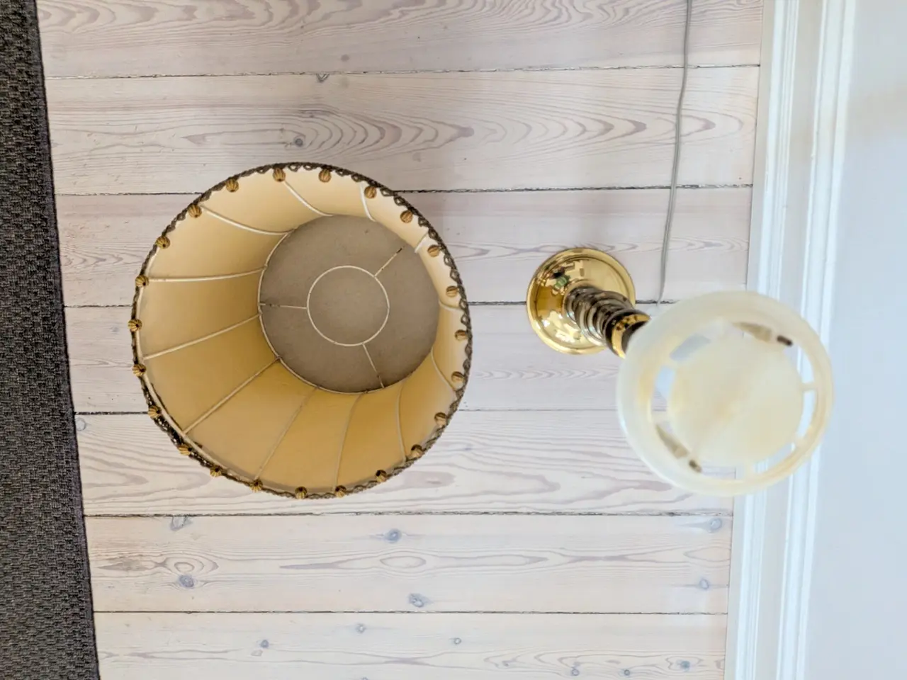 Billede 8 - Retro messing bordlampe med stofskærm
