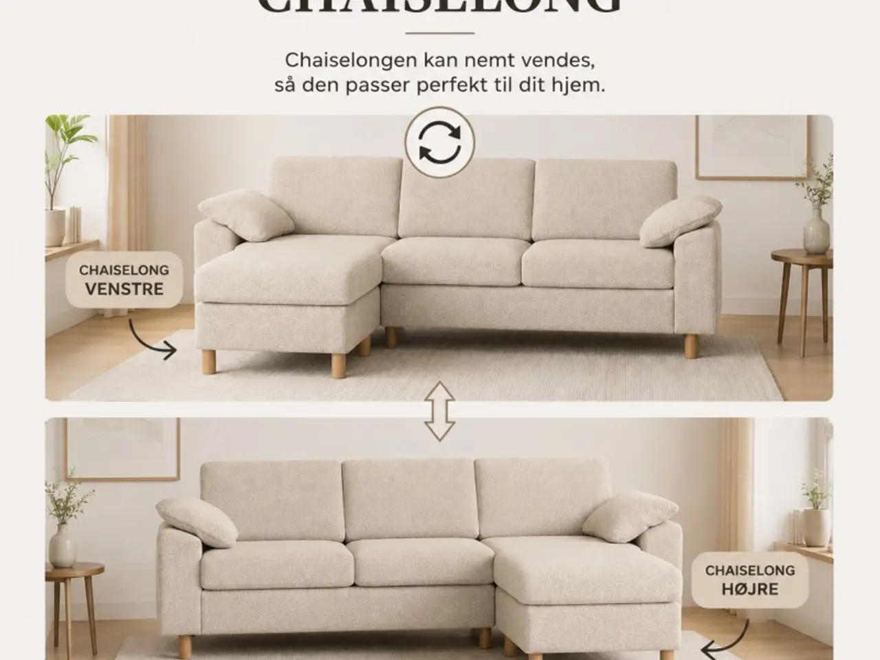 Billede 2 - Maria vendbar Chaiselongsofa Brun - Højrevendt