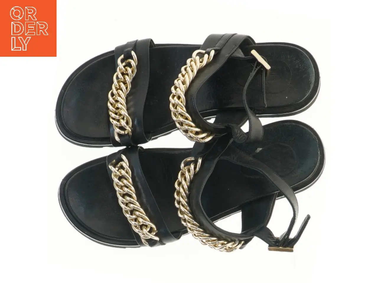 Billede 2 - Sort sandaler med guldkæder, str. 29 cm fra Billi Bi (str. 29 cm)