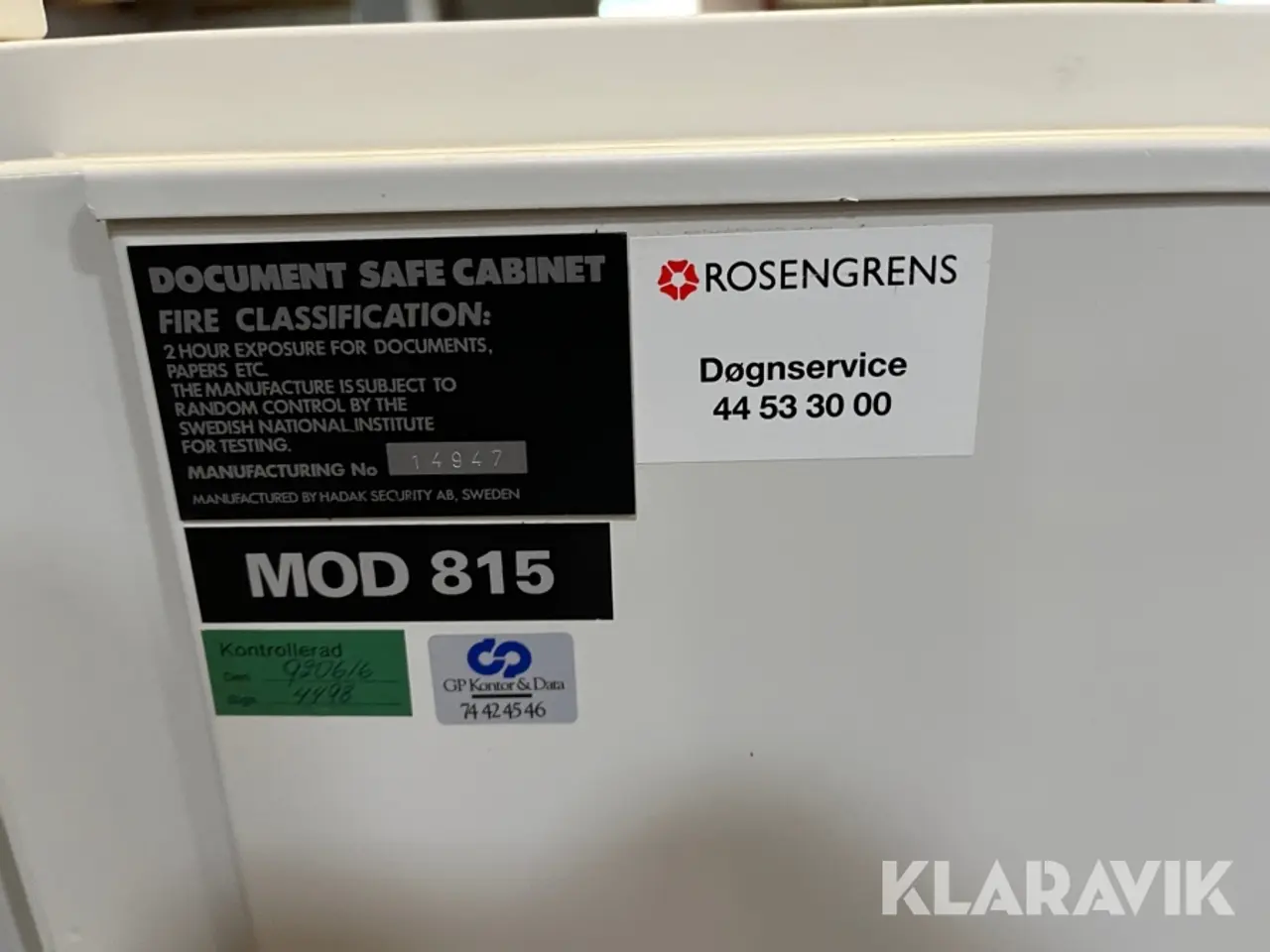 Billede 6 - Pengeskab Rosengrens Mod 815
